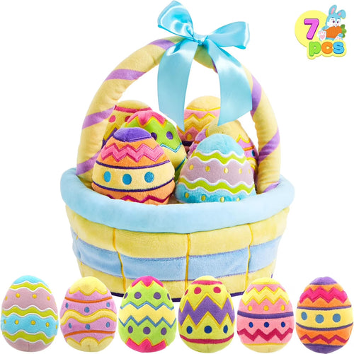 7 Pcs Easter Basket,Easter Basket Stuffers for Baby Toddlers Easter Egg Hunt,Easter Basket Fillers Soft Plush Toys for Kids Birthday Gifts