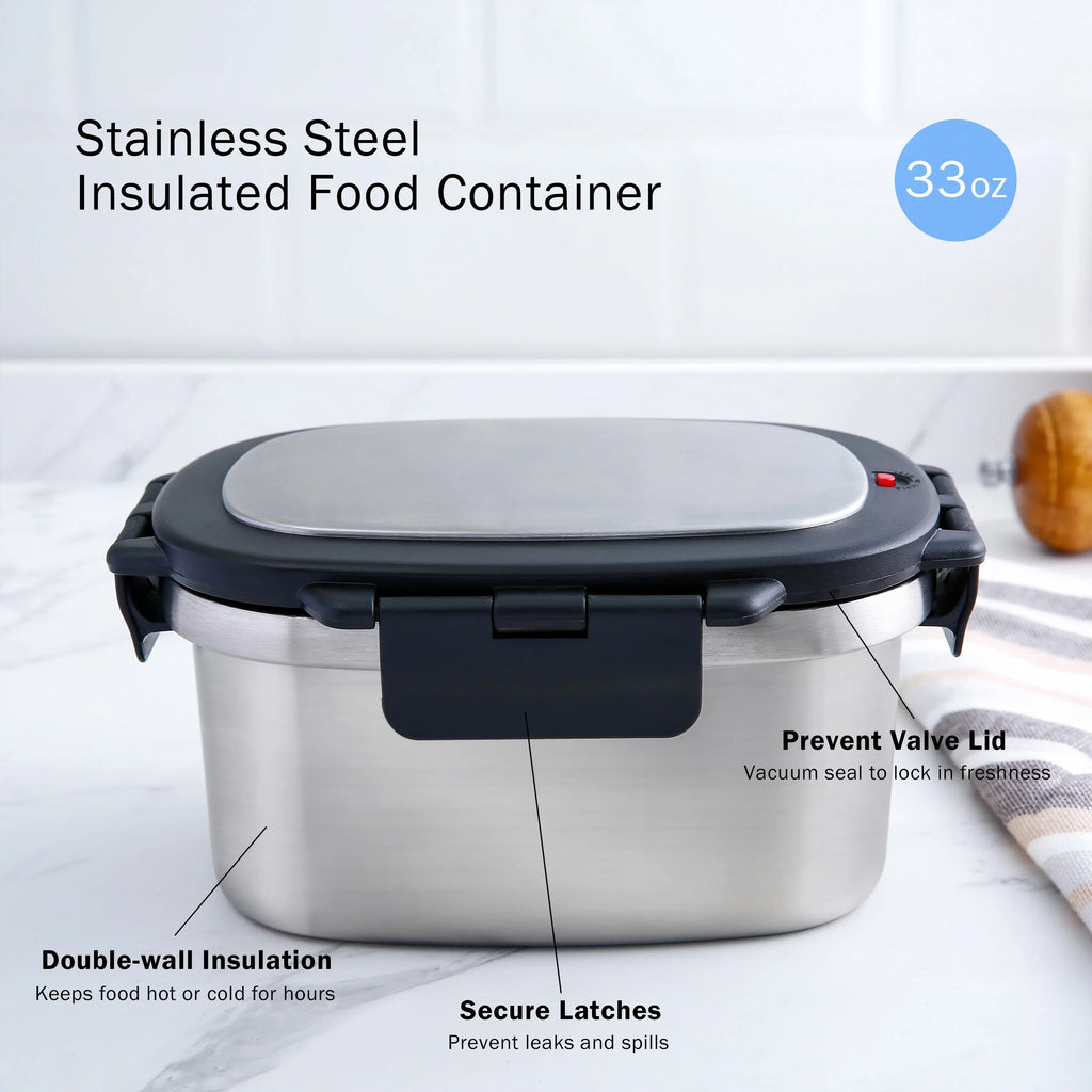33 Oz Insulated Stainless Steel Lunch Box Food Storage Container with Lid