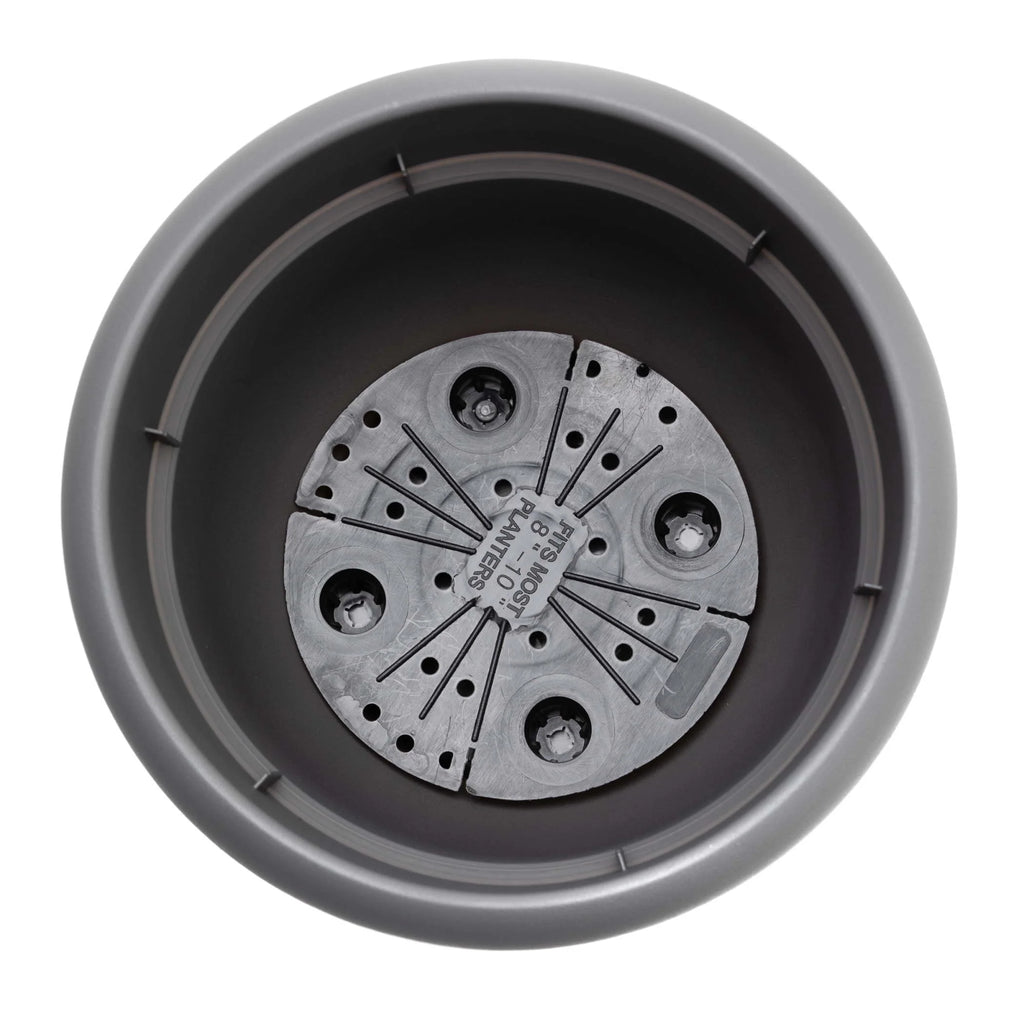 Ariana 16" Self-Watering Plastic Planter - Rolled Rim Indoor/Outdoor Garden Pot, Charcoal