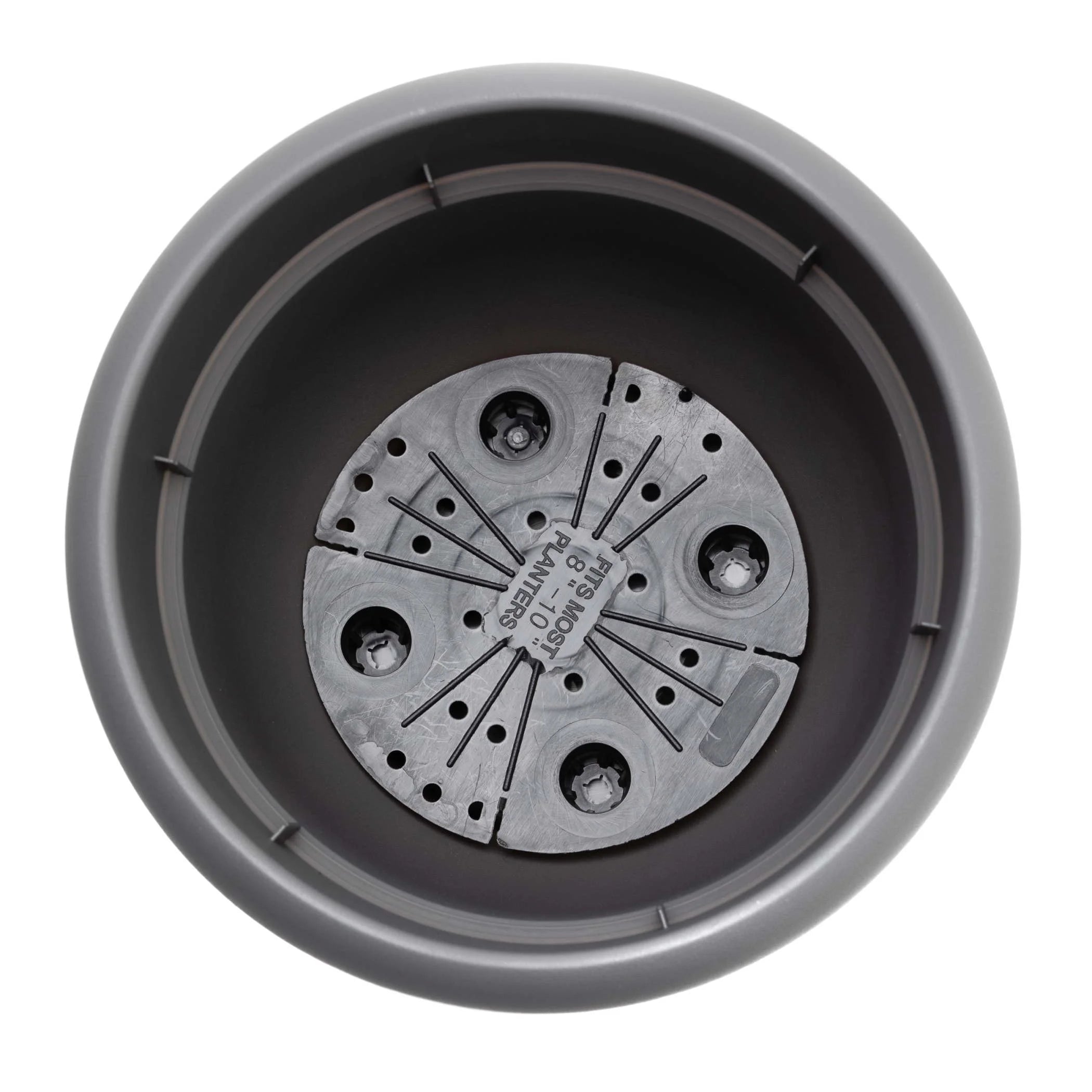Ariana 16" Self-Watering Plastic Planter - Rolled Rim Indoor/Outdoor Garden Pot, Charcoal