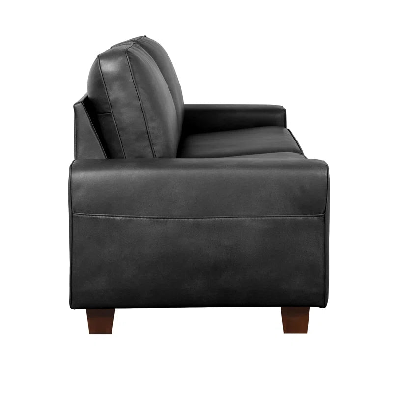 Gilmar 89" Upholstered Vegan Leather Sofa with Square Arms and Storage Pockets
