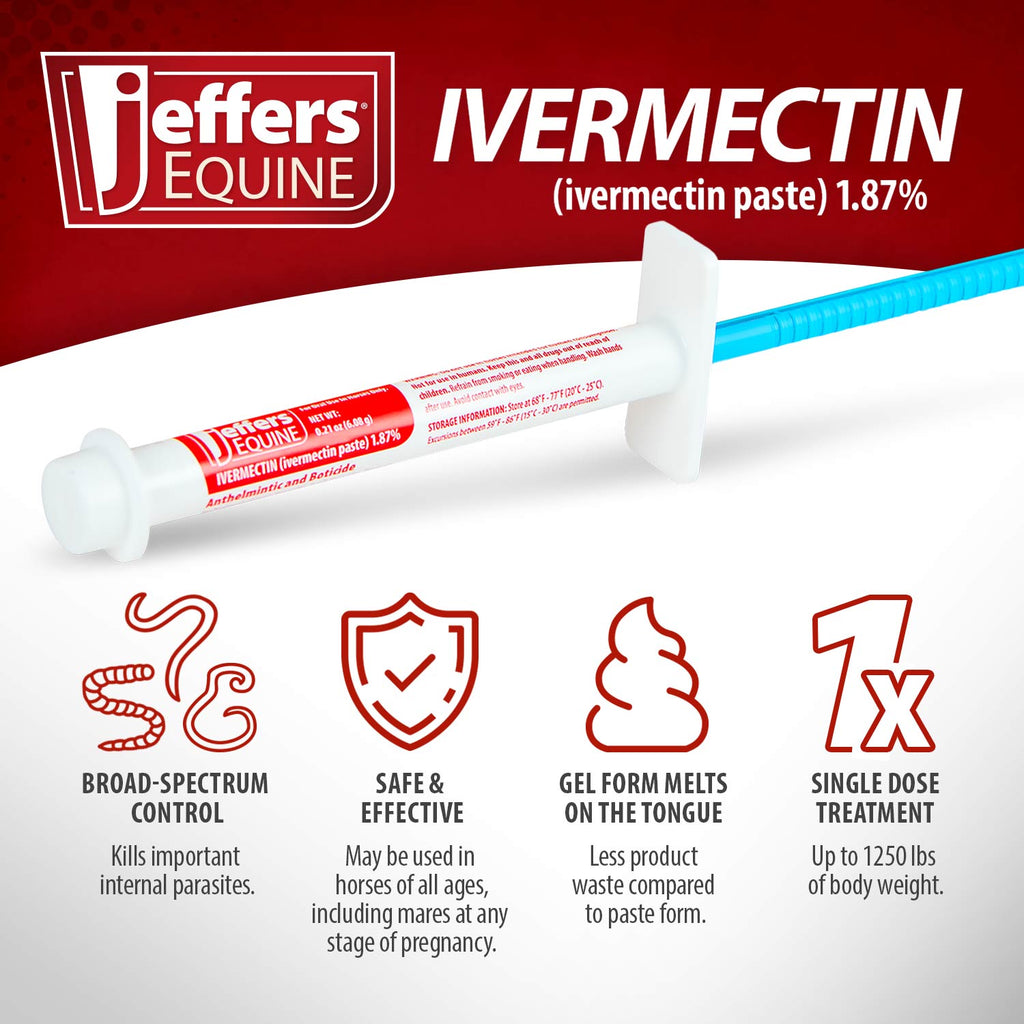 Jeffers Ivermectin Horse Dewormer Gel, Apple Flavored
